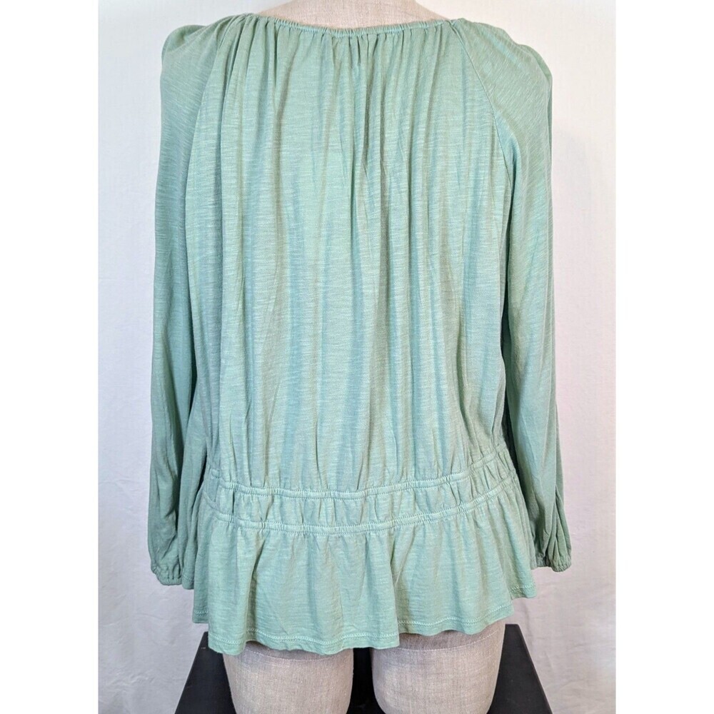 Wonderly Peplum Top XXL Light Green Long Sleeve Boho NWT - Picture 3 of 5